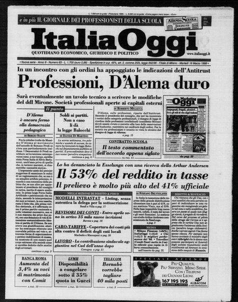 Italia oggi : quotidiano di economia finanza e politica